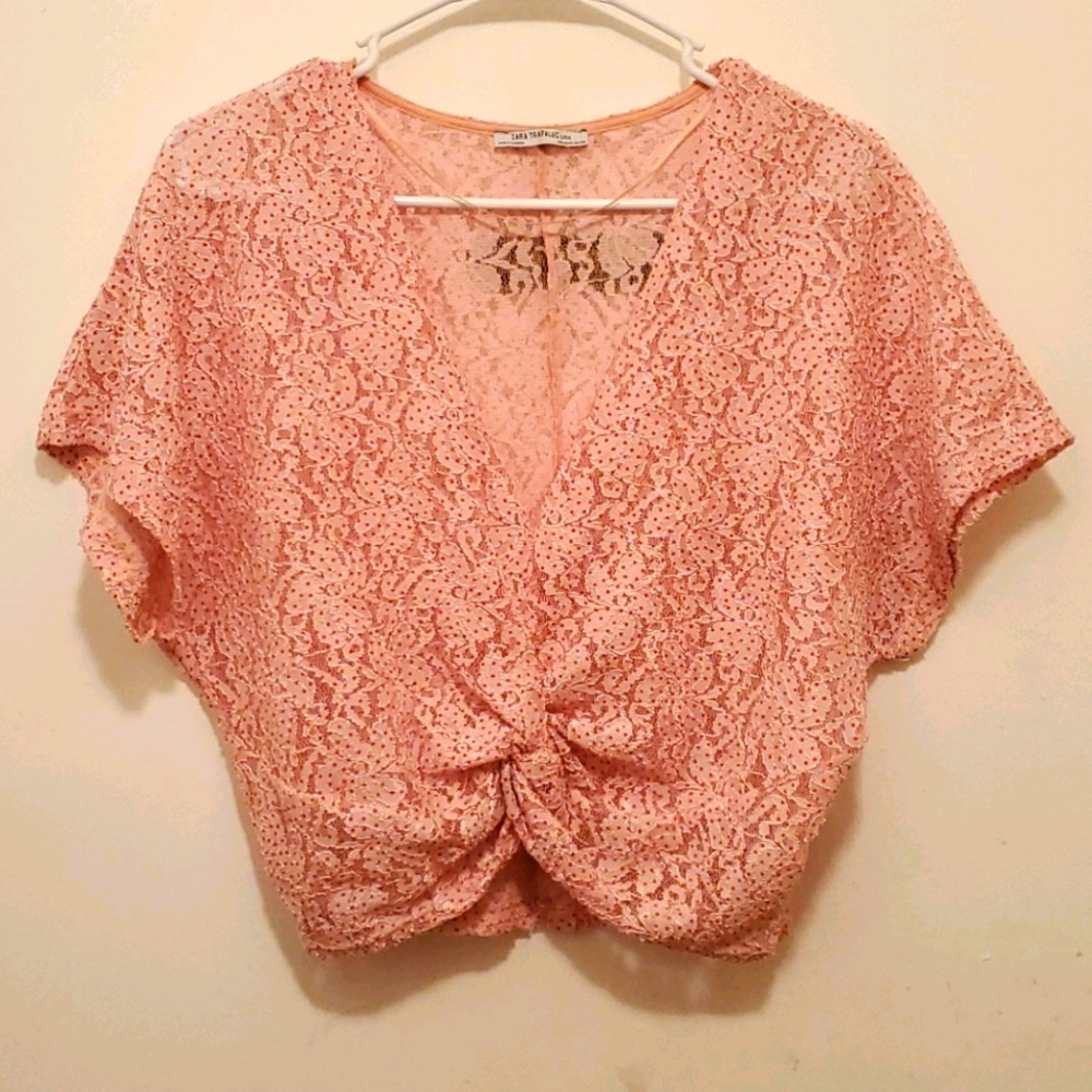 Pink floral crop top